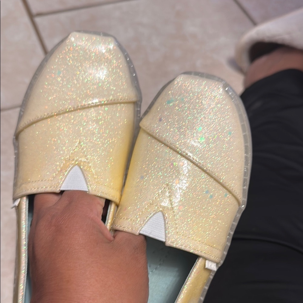 Toms Kids Glitter Slippers - Gold